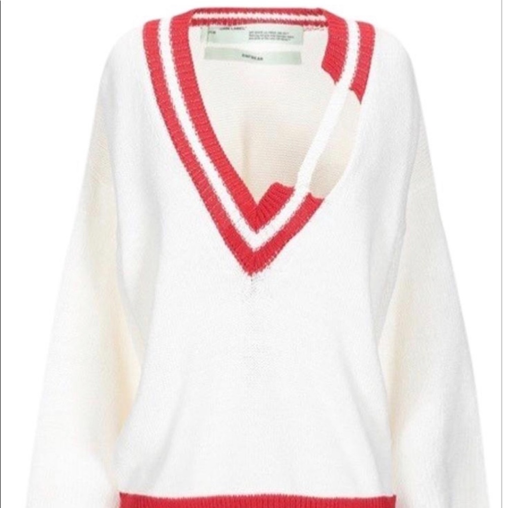 Off-White V Neck Ivory Sweater